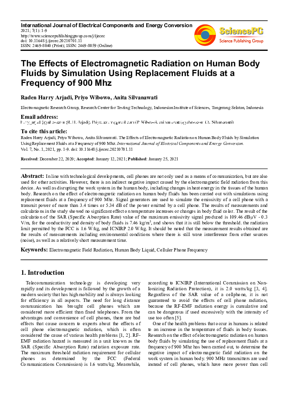(PDF) The Effects of Electromagnetic Radiation on Human Body Fluids by ...