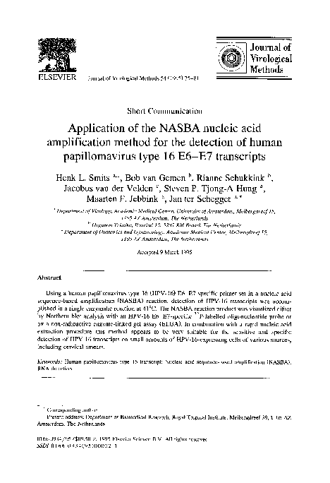 (PDF) Application of the NASBA nucleic acid amplification method for ...