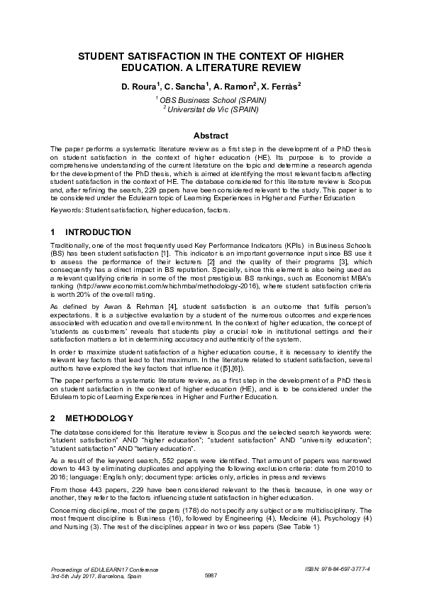 (PDF) Student Satisfaction in the Context of Higher Education. A ...