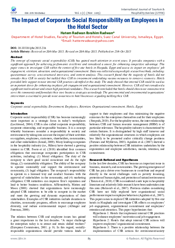 (PDF) The Impact of Corporate Social Responsibility on Employees