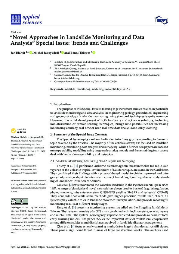Pdf Novel Approaches In Landslide Monitoring And Data Analysis