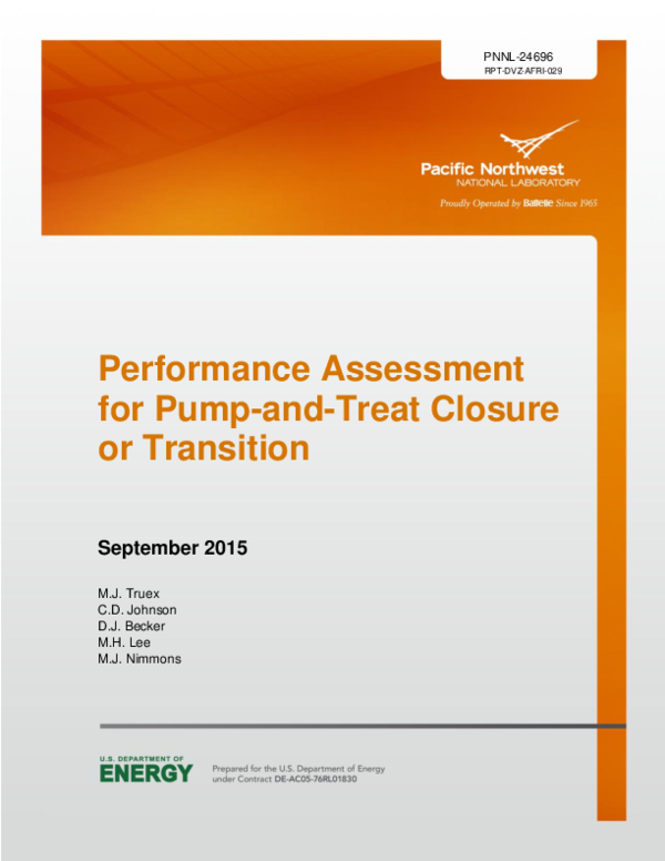 (PDF) Performance Assessment for Pump-and-Treat Closure or Transition