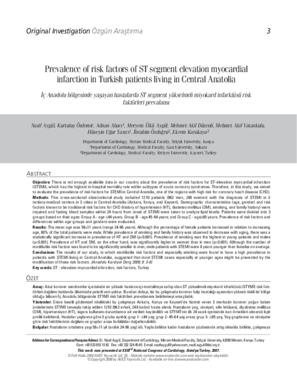 (PDF) Prevalence of risk factors of ST segment elevation myocardial ...