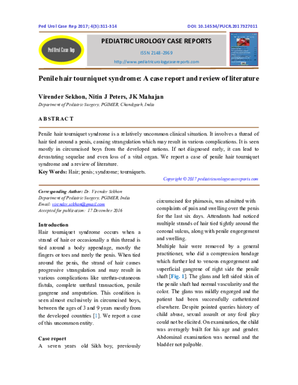 (PDF) Penile hair tourniquet syndrome A case report and review of
