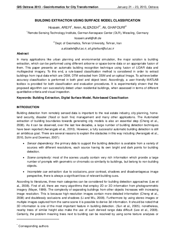 (PDF) Building Extraction Using Surface Model Classification