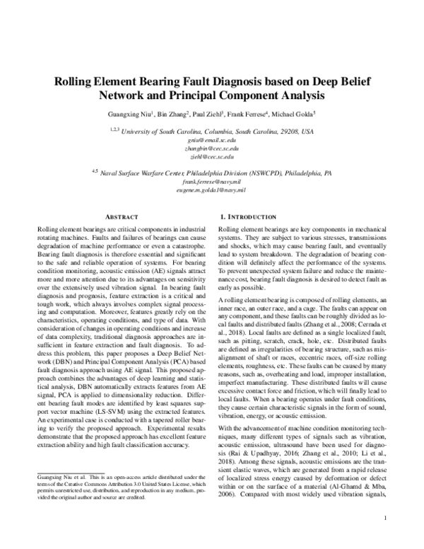 (PDF) Rolling Element Bearing Fault Diagnosis Based on Deep Belief ...