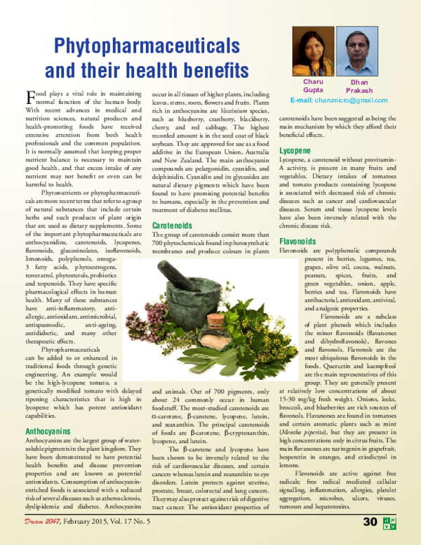 (PDF) Phytopharmaceuticals and their health benefits