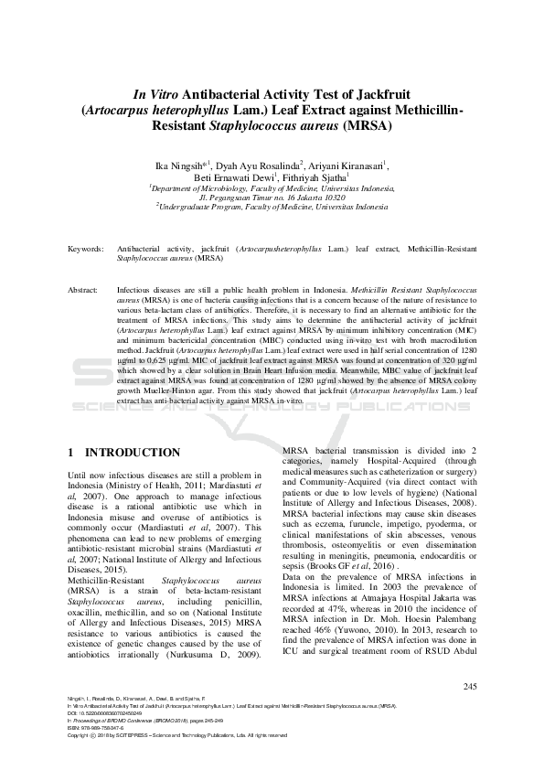 (PDF) In Vitro Antibacterial Activity Test of Jackfruit (Artocarpus ...