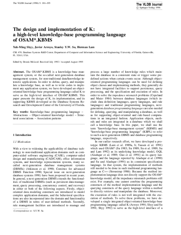 (PDF) The design and implementation of K: a high-level knowledge-base ...