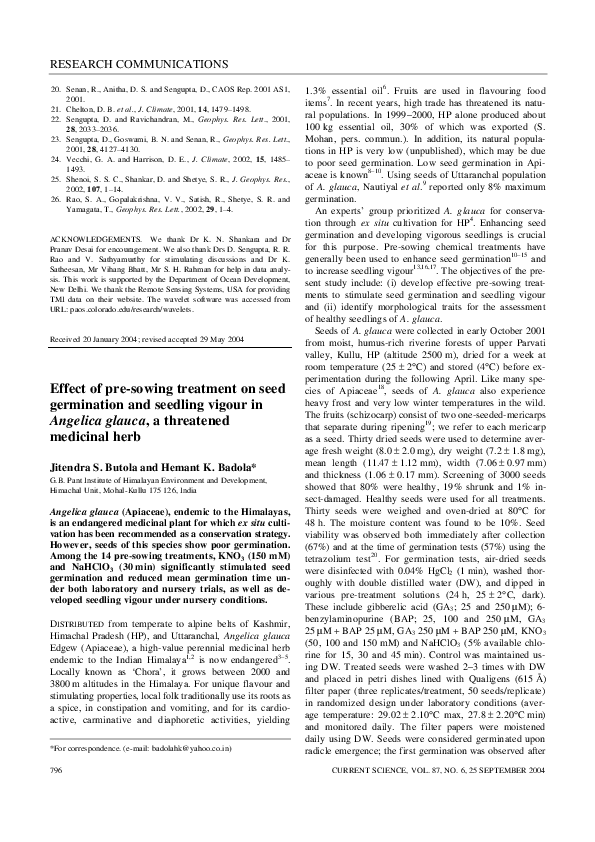 (PDF) Effect of pre-sowing treatment on seed germination and seedling ...