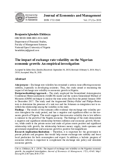 (PDF) The impact of exchange rate volatility on the Nigerian economic ...