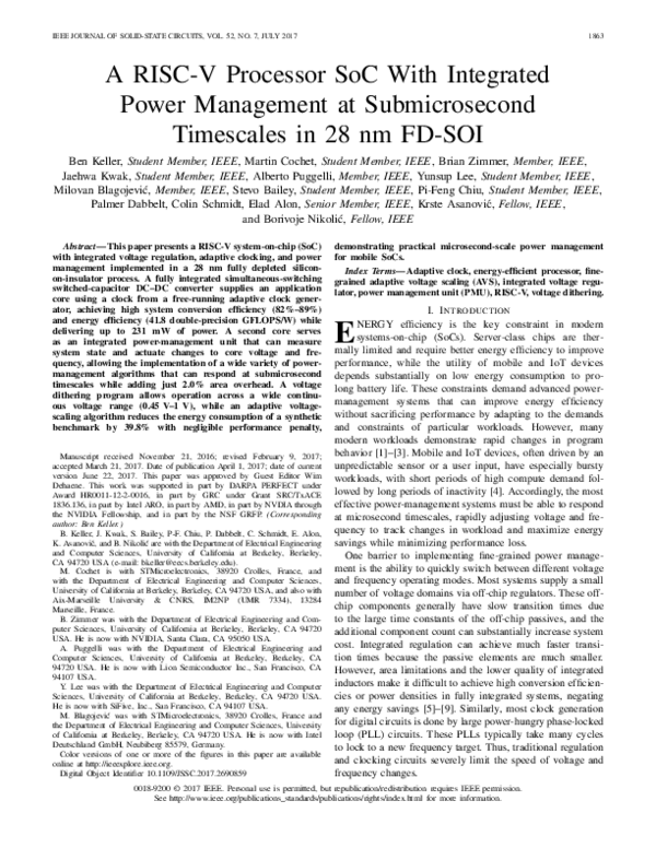 (PDF) A RISC-V Processor SoC With Integrated Power Management at ...