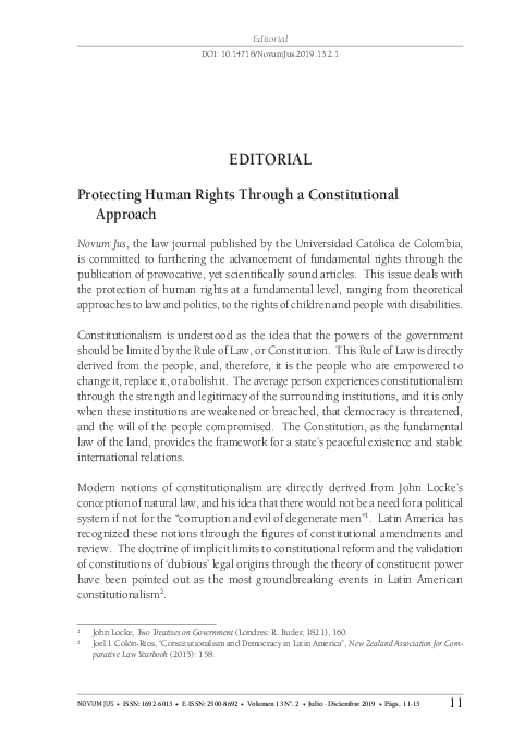 (PDF) Editorial. Protecting human rights through a constitutional apporach