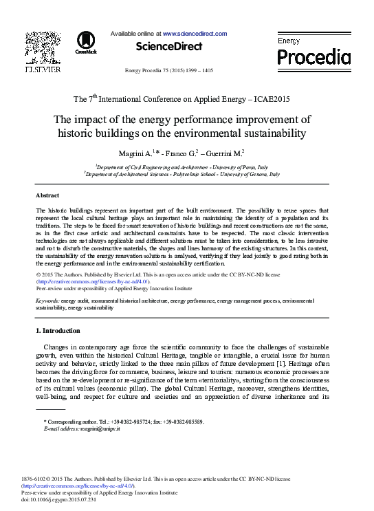 (PDF) The Impact of the Energy Performance Improvement of Historic ...