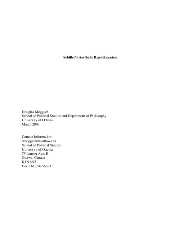 PDF) Schiller's aesthetic republicanism