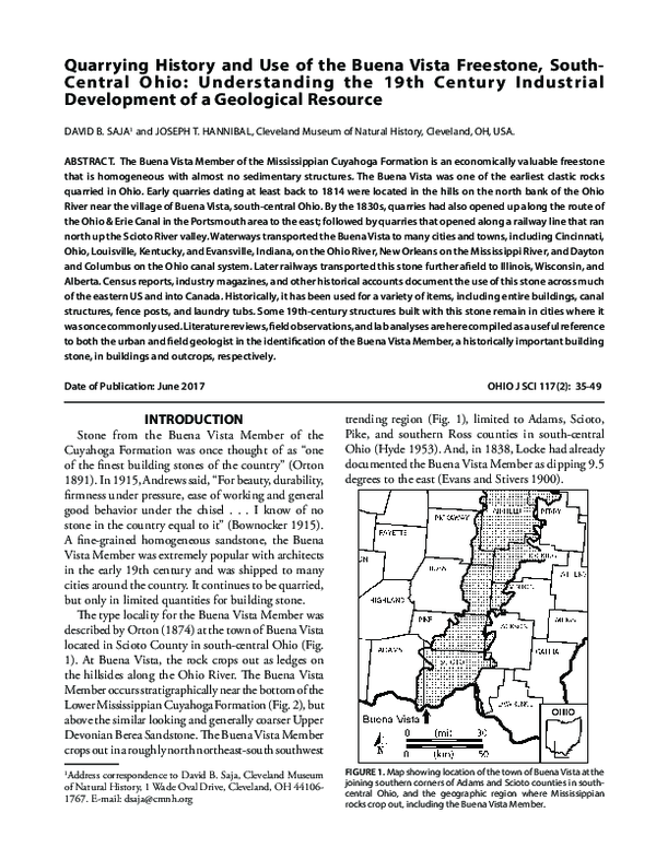 (PDF) Quarrying History and Use of the Buena Vista Freestone, South ...