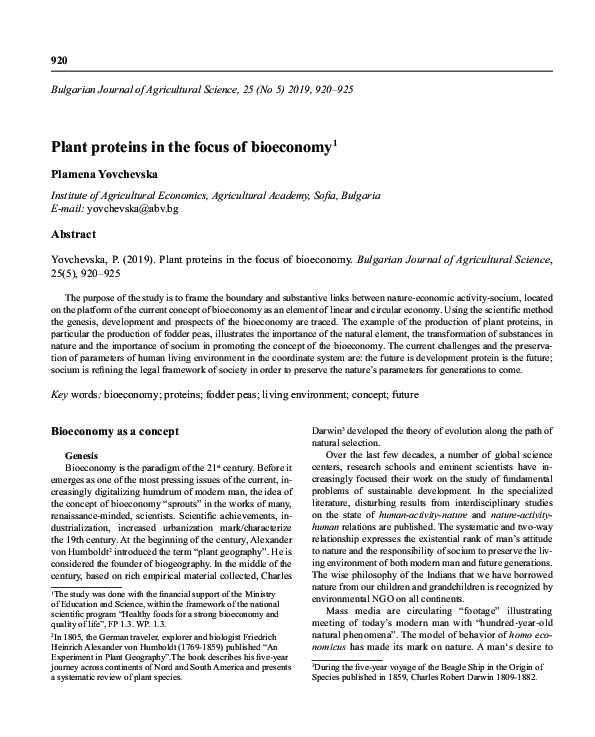 (PDF) Plant proteins in the focus of bioeconomy1