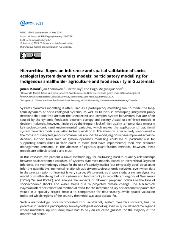 (PDF) Hierarchical Bayesian inference and spatial validation of socio ...
