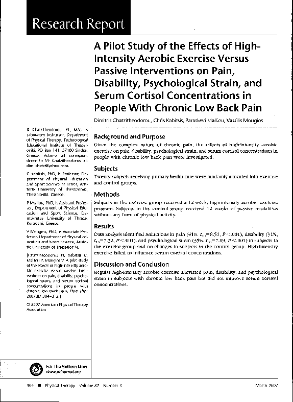 (PDF) A Pilot Study of the Effects of High-Intensity Aerobic Exercise ...