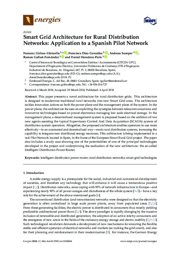 (PDF) Smart Grid Architecture for Rural Distribution Networks ...
