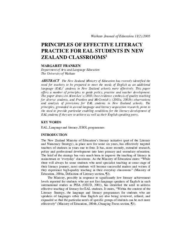 (PDF) Principles of Effective Literacy Practice for EAL Students in New ...