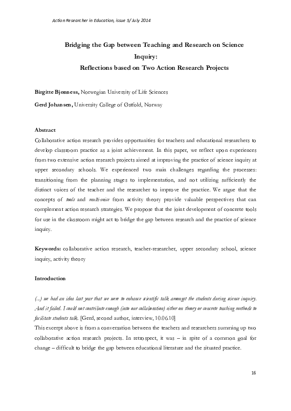 (PDF) Bridging the Gap between Teaching and Research on Science Inquiry ...