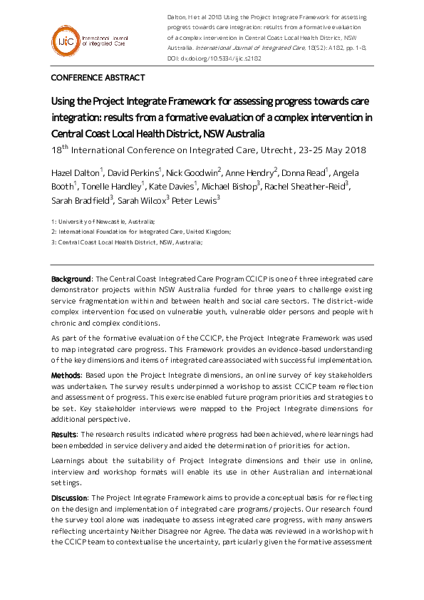 (PDF) Integrated health and social care for people with dementia and ...