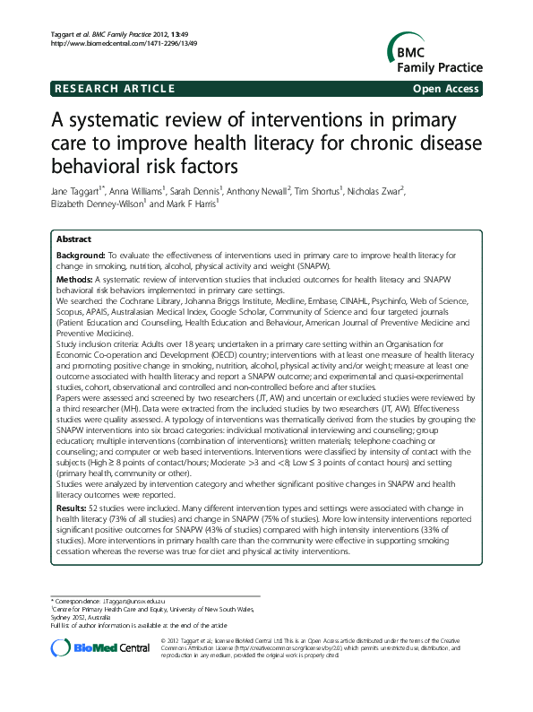 (PDF) A systematic review of interventions in primary care to improve ...