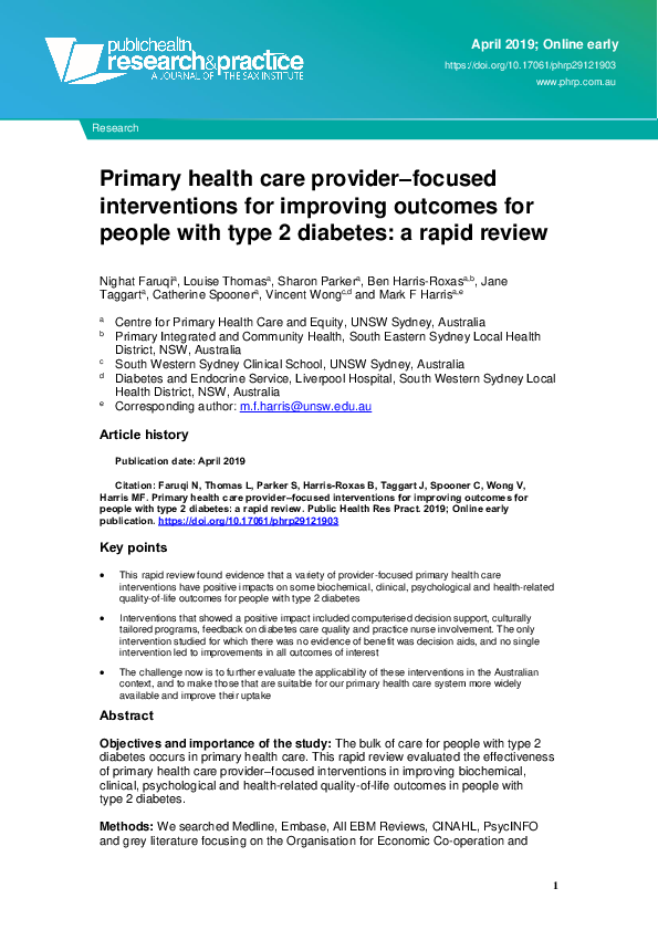 (PDF) Primary health care provider–focused interventions for improving ...