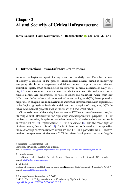 (PDF) AI and Security of Critical Infrastructure