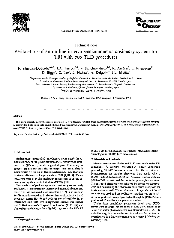 (PDF) Verification of an on line in vivo semiconductor dosimetry system ...