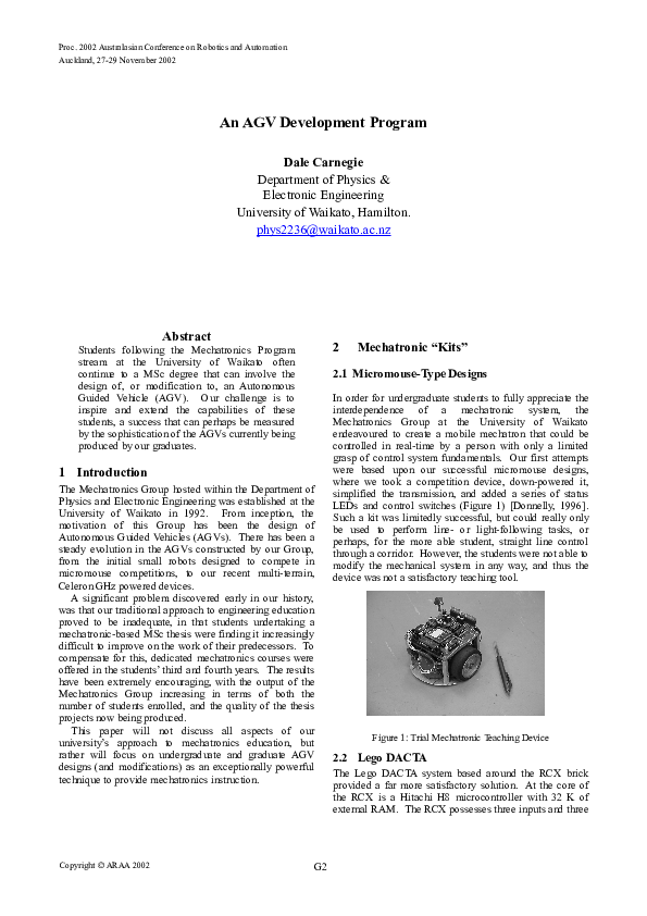 (PDF) An AGV Development Program
