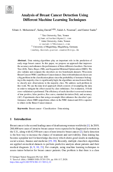 (PDF) Analysis of Breast Cancer Detection Using Different Machine ...
