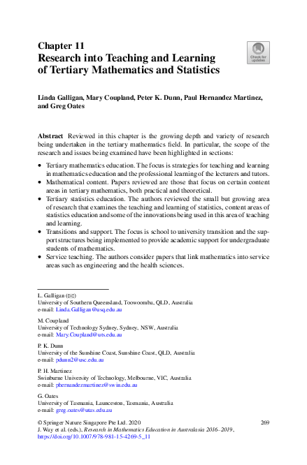 (PDF) Research into Teaching and Learning of Tertiary Mathematics and ...