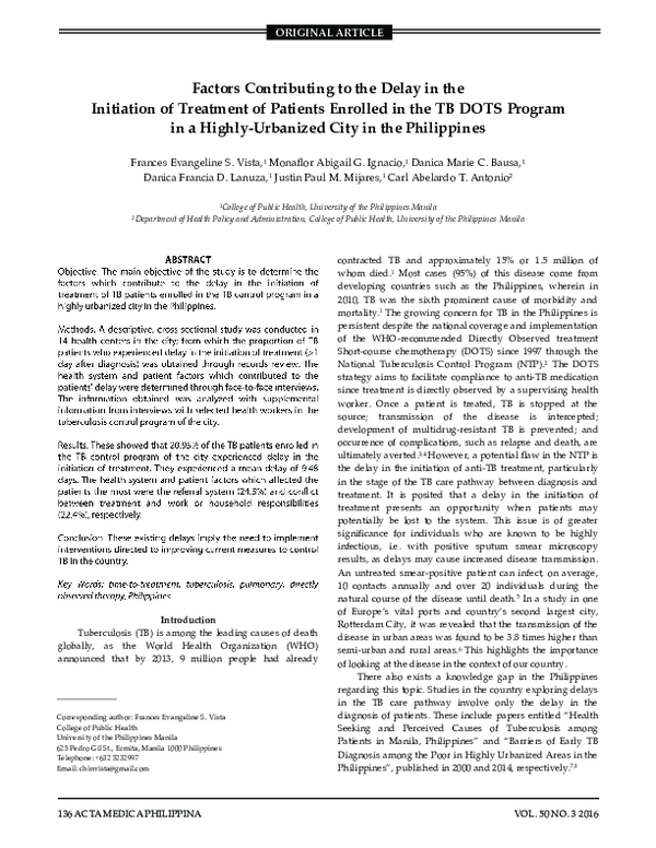 (PDF) Factors Contributing to the Delay in the Initiation of Treatment ...