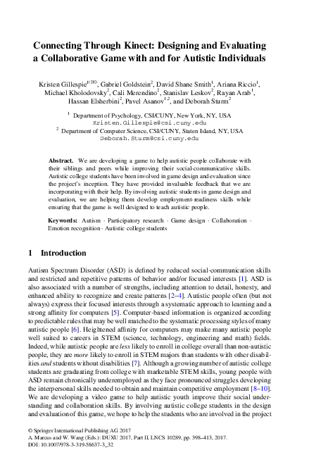 (PDF) Connecting Through Kinect: Designing and Evaluating a ...