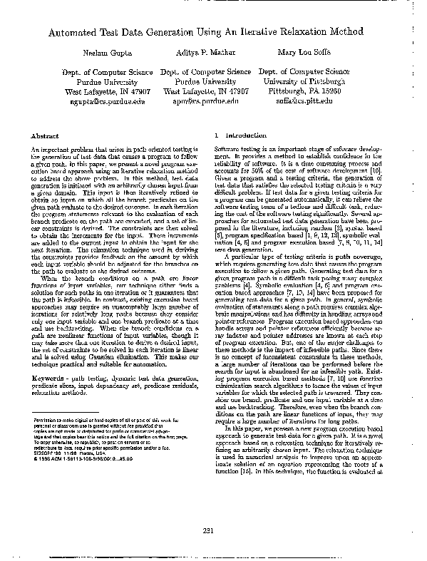 (PDF) Automated test data generation using an iterative relaxation method