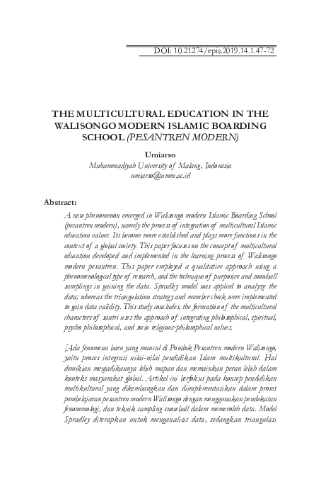 (PDF) The Multicultural Education in the Walisongo Modern Islamic ...