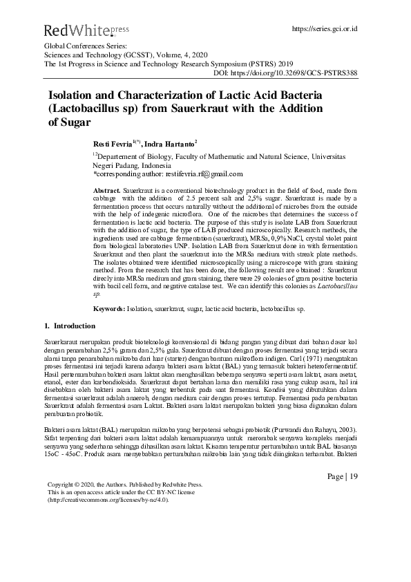 (PDF) Isolation and Characterization of Lactic Acid Bacteria ...