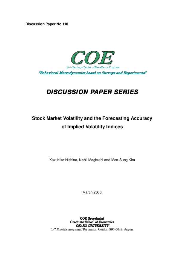 (PDF) Stock Market Volatility and the Forecasting Accuracy of Implied ...