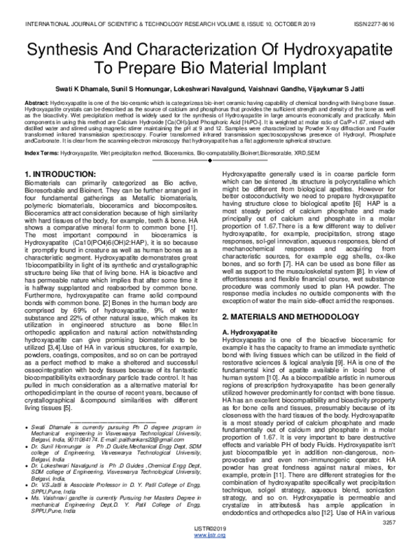 (PDF) Synthesis And Characterization Of Hydroxyapatite To Prepare Bio ...