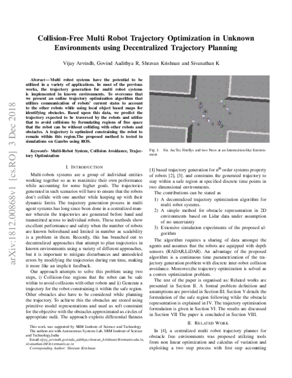 (PDF) Collision-Free Multi Robot Trajectory Optimization in Unknown ...