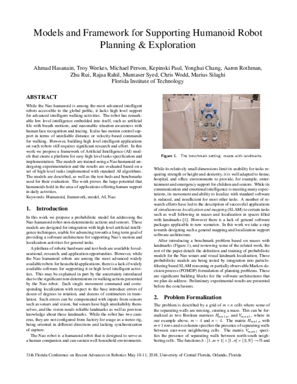 (PDF) Models and Framework for Supporting Humanoid Robot Planning ...