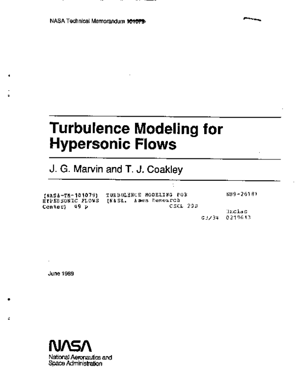 (PDF) Turbulence modeling for hypersonic flows