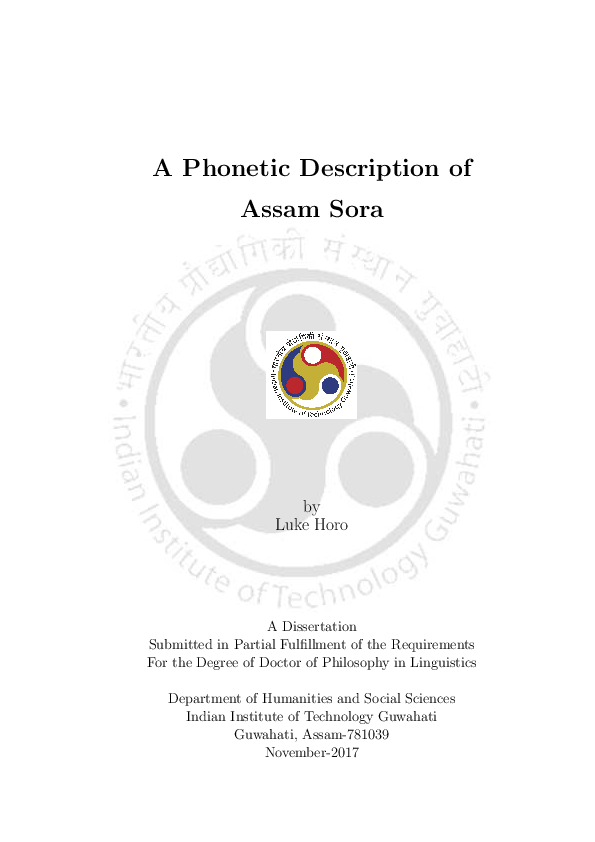 (PDF) Phonetic description of Assam sora