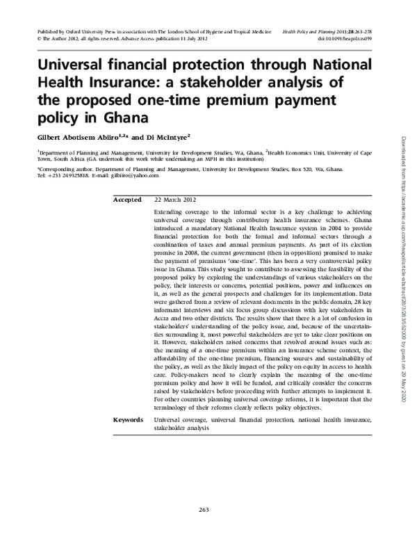 (PDF) Universal financial protection through National Health Insurance ...
