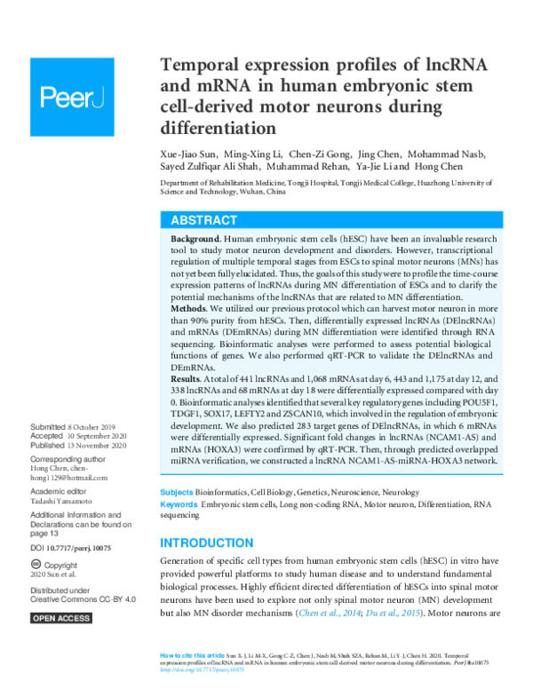(PDF) Temporal expression profiles of lncRNA and mRNA in human ...