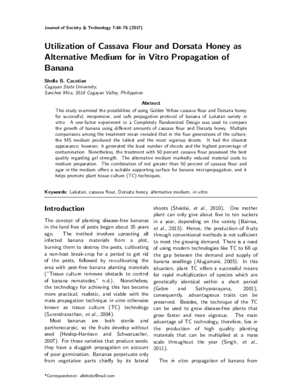 (PDF) Utilization of Cassava Flour and Dorsata Honey as Alternative ...