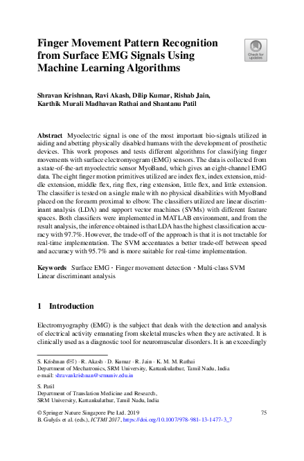 (PDF) Finger Movement Pattern Recognition from Surface EMG Signals ...
