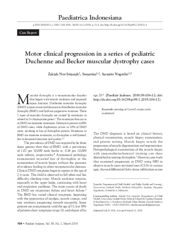 (PDF) Motor clinical progression in a series of pediatric Duchenne and ...